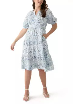 Wonderly Women's Split Neck Printed Midi Dress | Belk