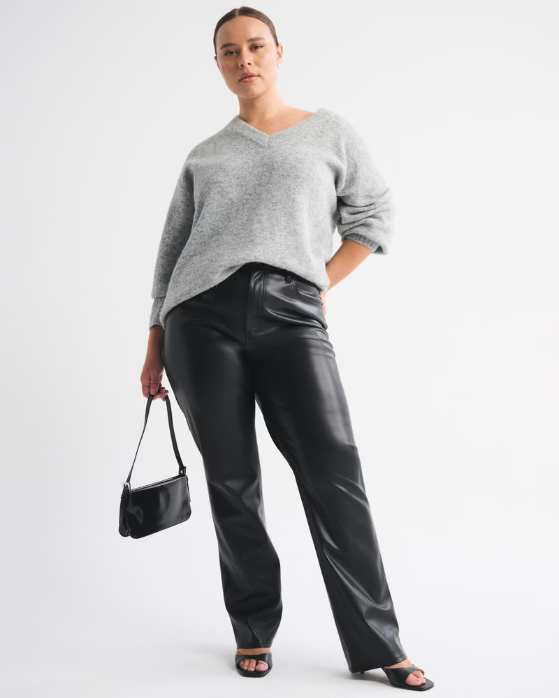 Curve Love High Rise 90s Relaxed Vegan Leather Pant | Abercrombie & Fitch (US)