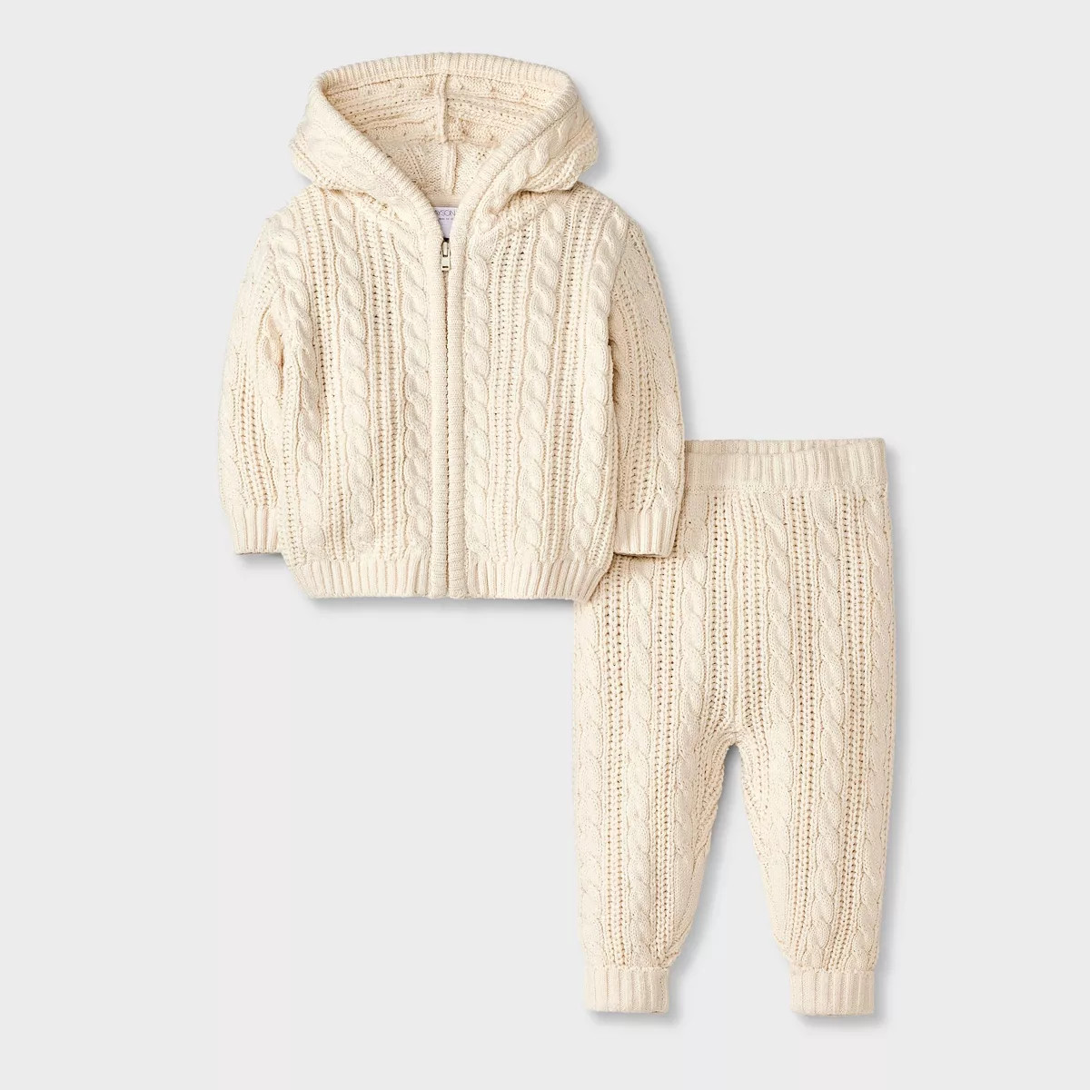Grayson Mini Baby Cable Zip-Up Sweater Set - Cream | Target