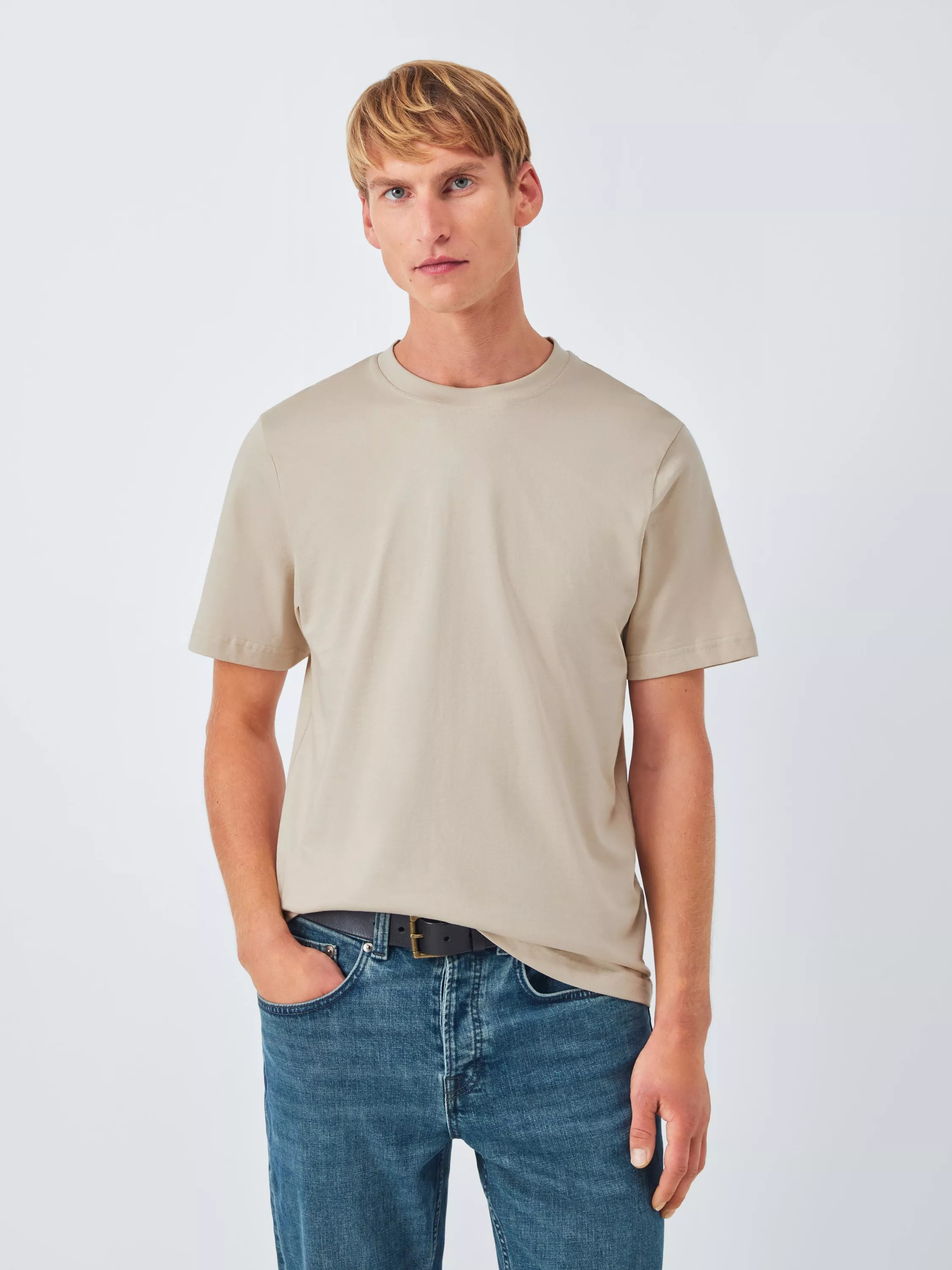 John LewisCrew Neck Cotton T-Shirt, Chateaux Gray | John Lewis (UK)