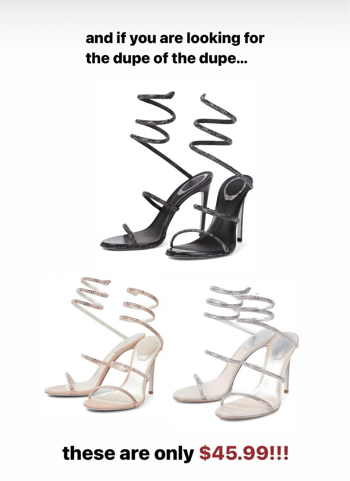 Rene Caovilla dupes for $45.99!!!

#LTKshoecrush #LTKfindsunder50 #LTKCyberWeek