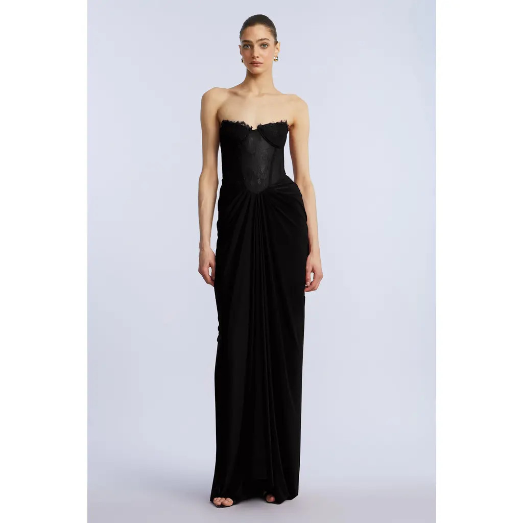 bcbg Lace & Jersey Gown in Black at Nordstrom, Size 0 | Nordstrom