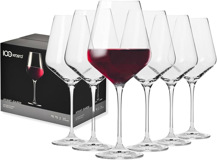 Krosno Red Wine Glasses | Set of 6 | 550 ML | Avant-Garde Collection | Lead-Free Crystal Glass | ... | Amazon (UK)