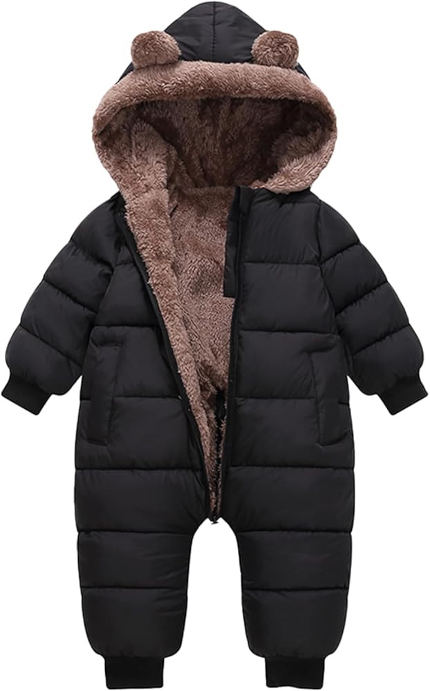 Baby Boys Girls Snowsuit Winter Clothes Suit Hooded Jumpsuit Romper Bear Outfit Infant Warm Coat ... | Amazon (US)