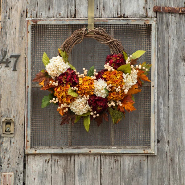 Handcrafted Faux Hydrangea Silk Wreath | Wayfair North America