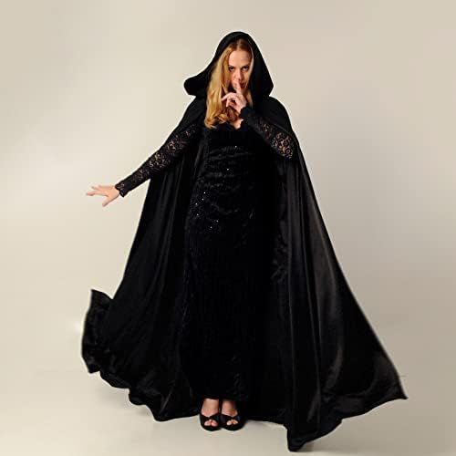 Buen Don Halloween Cloak, Hooded Cape Cosplay Costume Unisex Robe Velvet Cloak(L, Black) | Amazon (US)