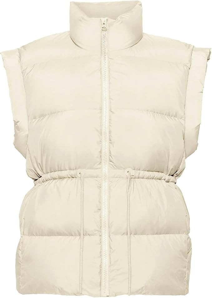 VAOYIU Womens Puffer Vest Adjustable Drawstring Waist Lightweight Quilted Zip Up Vest with Pocket... | Amazon (US)