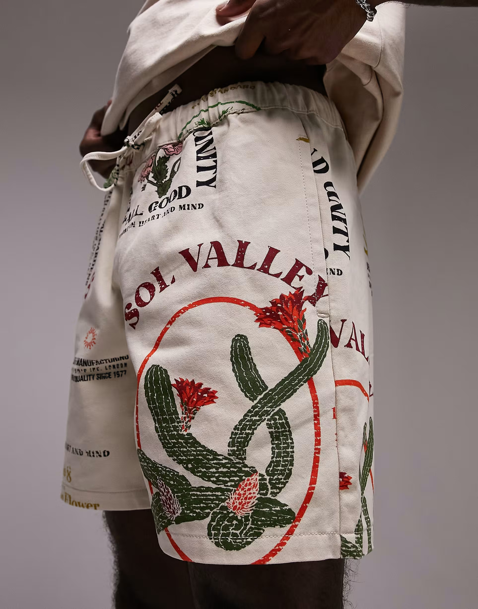 Topman shirt and short set with sol valley print in stone | ASOS (Global)