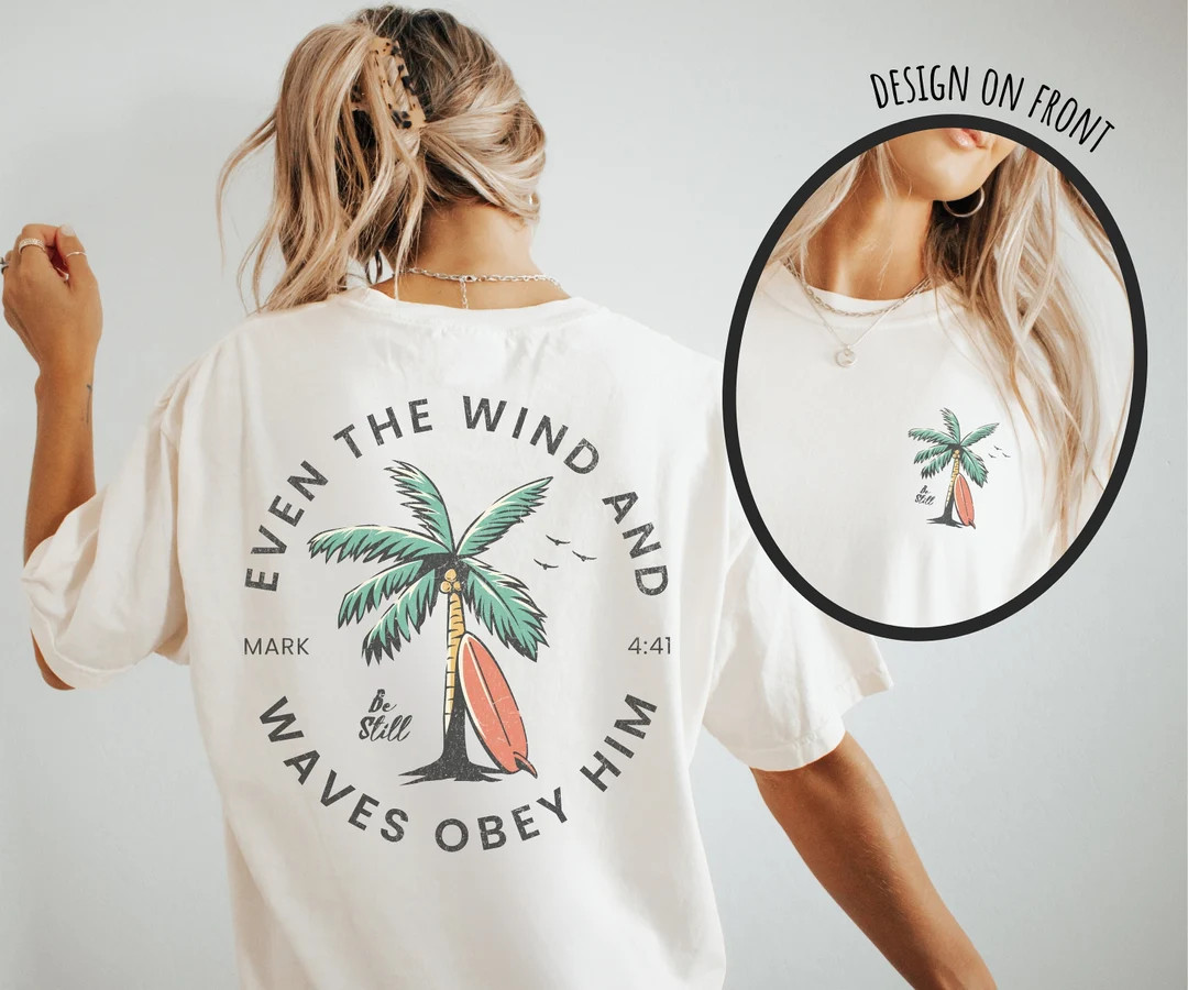 Christian Bible Verse Shirt Beachy Backprint Comfort Colors Tee Trendy Oversized Tshirt Unisex Te... | Etsy (US)