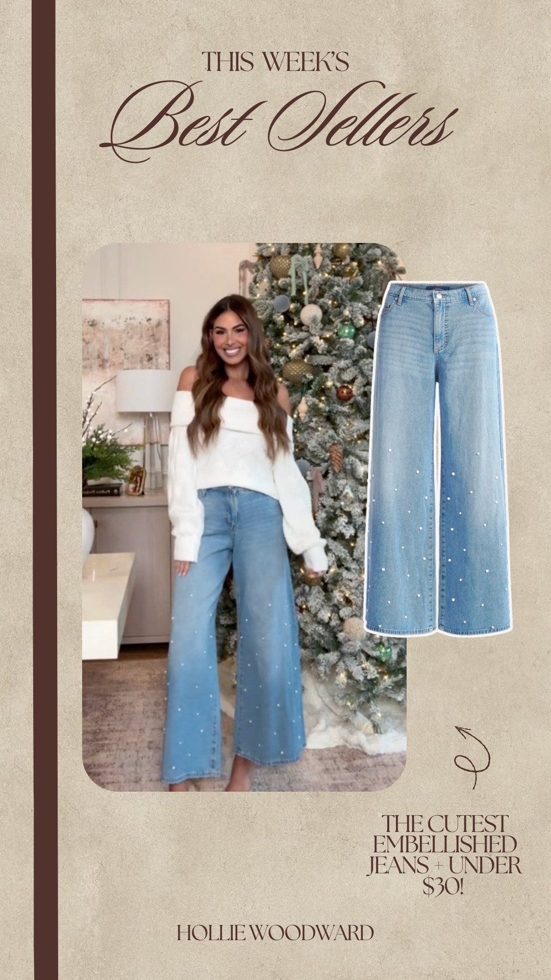 the CUTEST jeans and under $30! ✨ wearing a size 2 (I sized down in these) 

 #LTKHoliday #LTKFindsUnder50