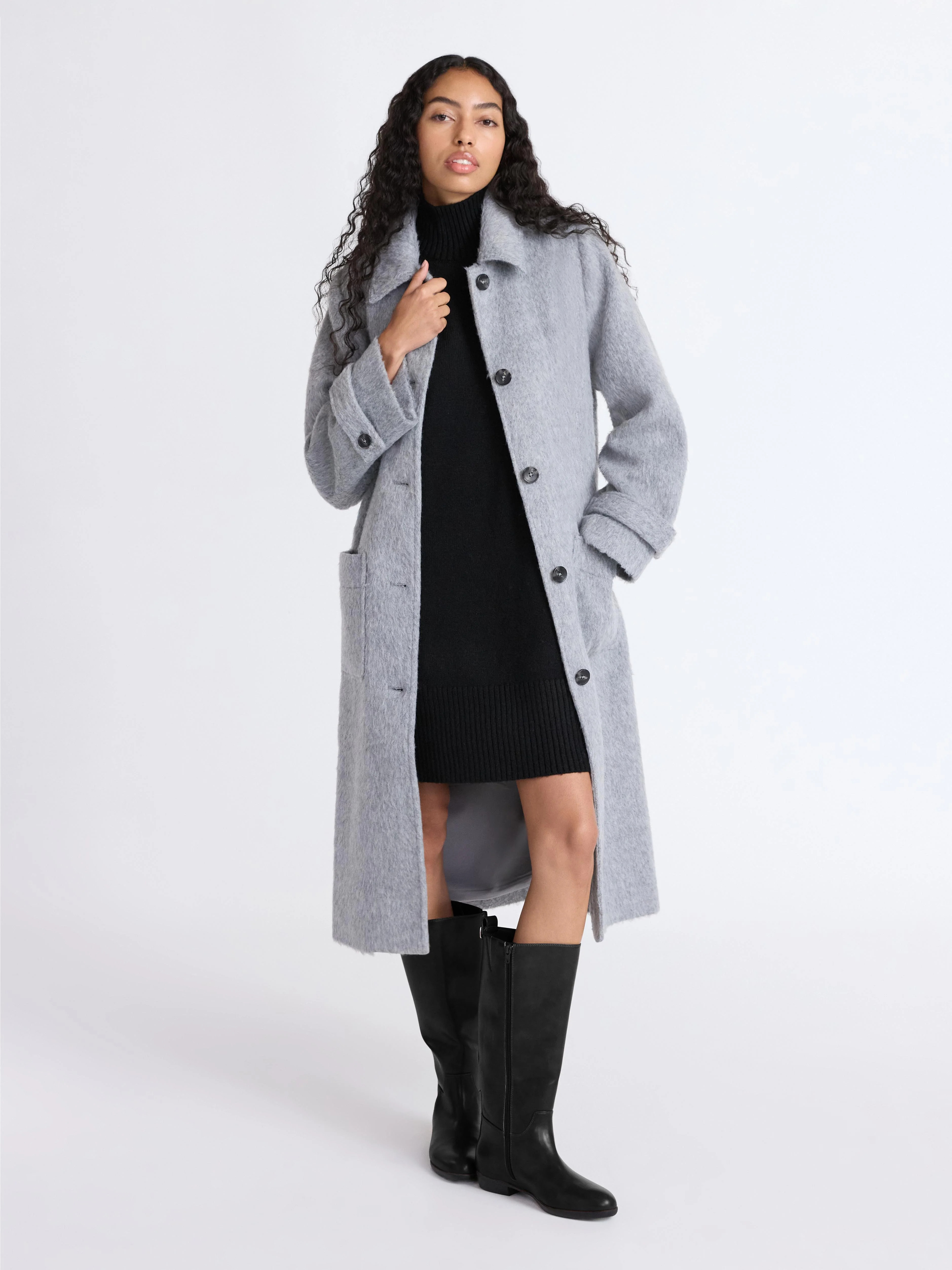 Free Assembly Women's and Women's Plus Long Wool Blend Coat, Sizes XS-4X | Walmart (US)
