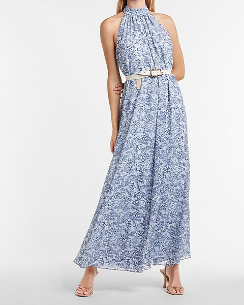 Paisley Mock Neck Shapeless Jumpsuit | Express