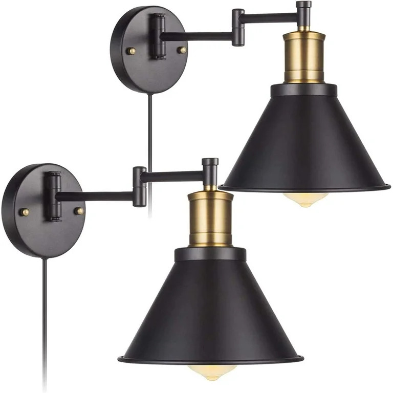 Industrial Wall Sconce Lighting with Plug-in Cord, Swing Arm Wall Mounted Light with On/Off Switc... | Walmart (US)