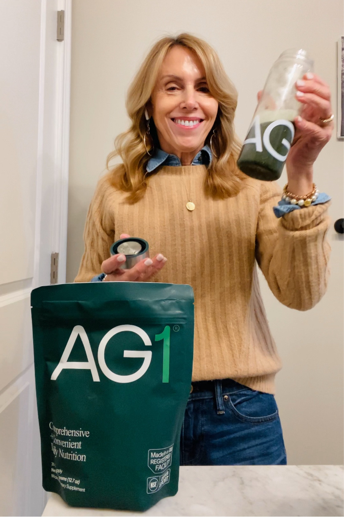 AG1 is so easy to use and it really tastes great. 
I love that it is a liquid because often times pills and capsules don’t get broken down by our stomach acids and we can’t actually utilize the nutrients contained inside!
There are just so many reasons why we may not be getting the basic nutrients that we need. Sometimes we get busy and sometimes our food choices are limited.
And sometimes life just  gets lifey and it’s great to know that by taking my AG1 everyday I’m supporting my body and taking good care of me! I hope you take good care of you too!!


#LTKfitness