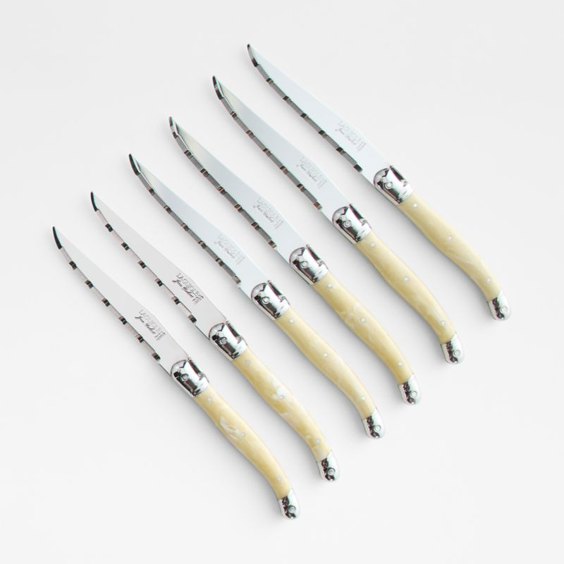 Jean Dubost Laguiole Light Horn Steak Knives, Set of 6 + Reviews | Crate & Barrel | Crate & Barrel