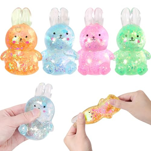 Easter Basket Stuffers,Easter Basket Essentials,4pcs Big Squishy Easter Bunny Stress Balls for Ad... | Amazon (US)