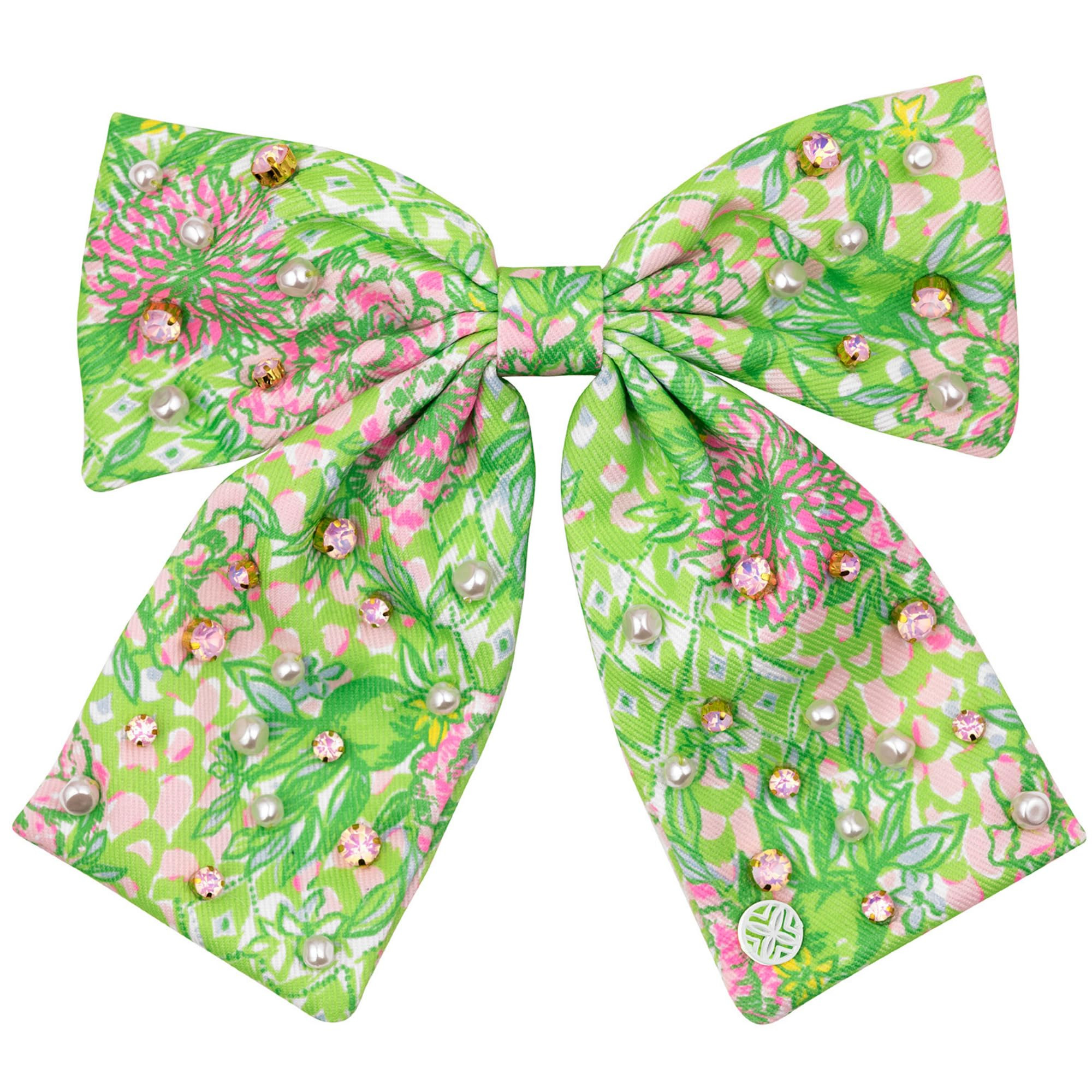 Lilly Pulitzer Hair Bow for Women, Cute Hair Accessories in Green Floral, Lime Feeling Good | Amazon (US)