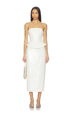 Lovers and Friends Alexia Sequin Midi Dress in White Sequin from Revolve.com | Revolve Clothing (Global)