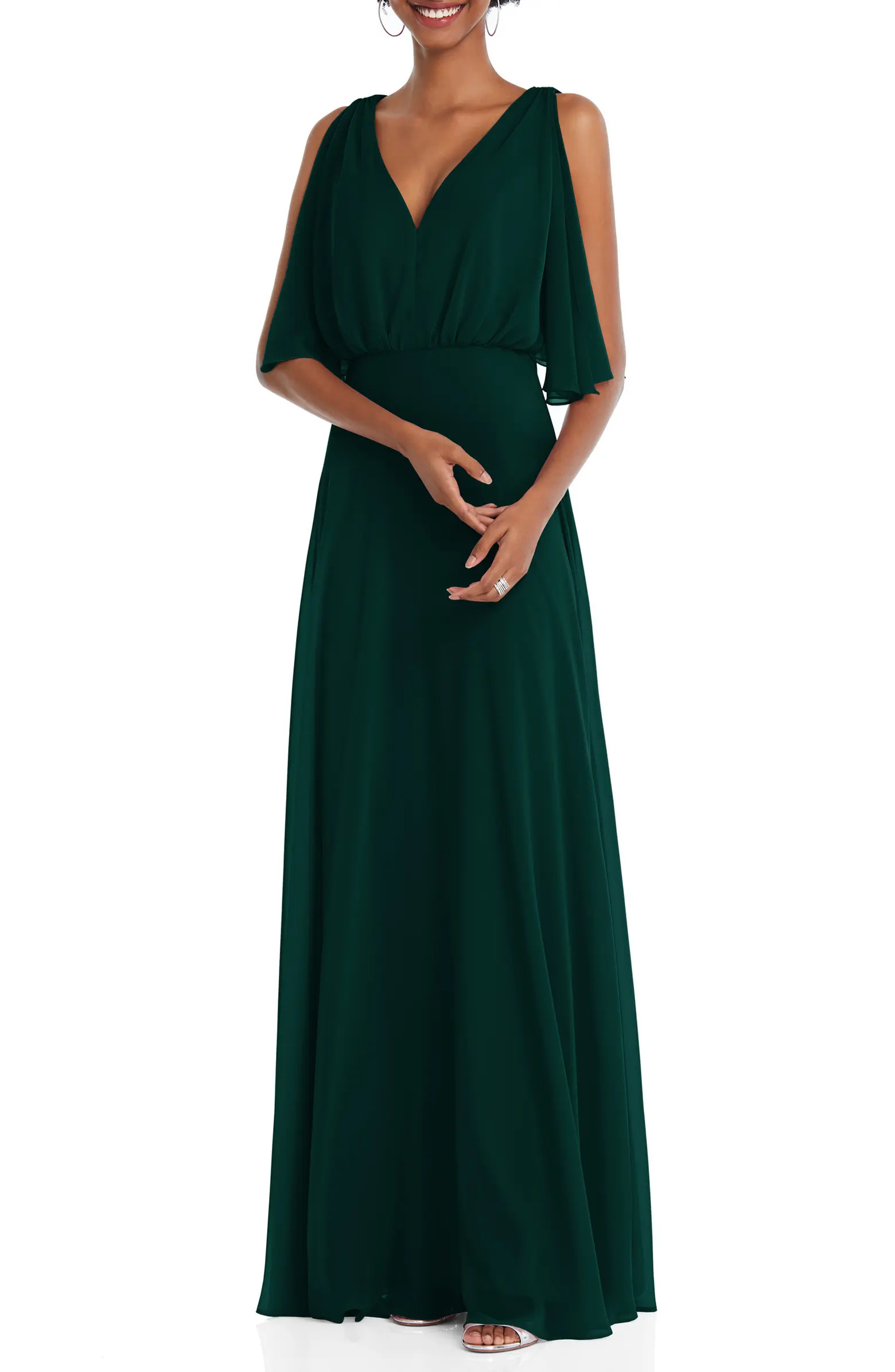 Split Blouson Sleeve Gown | Nordstrom