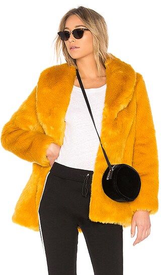 EAVES Gold Rush Faux Fur Coat in Marigold | Revolve Clothing (Global)