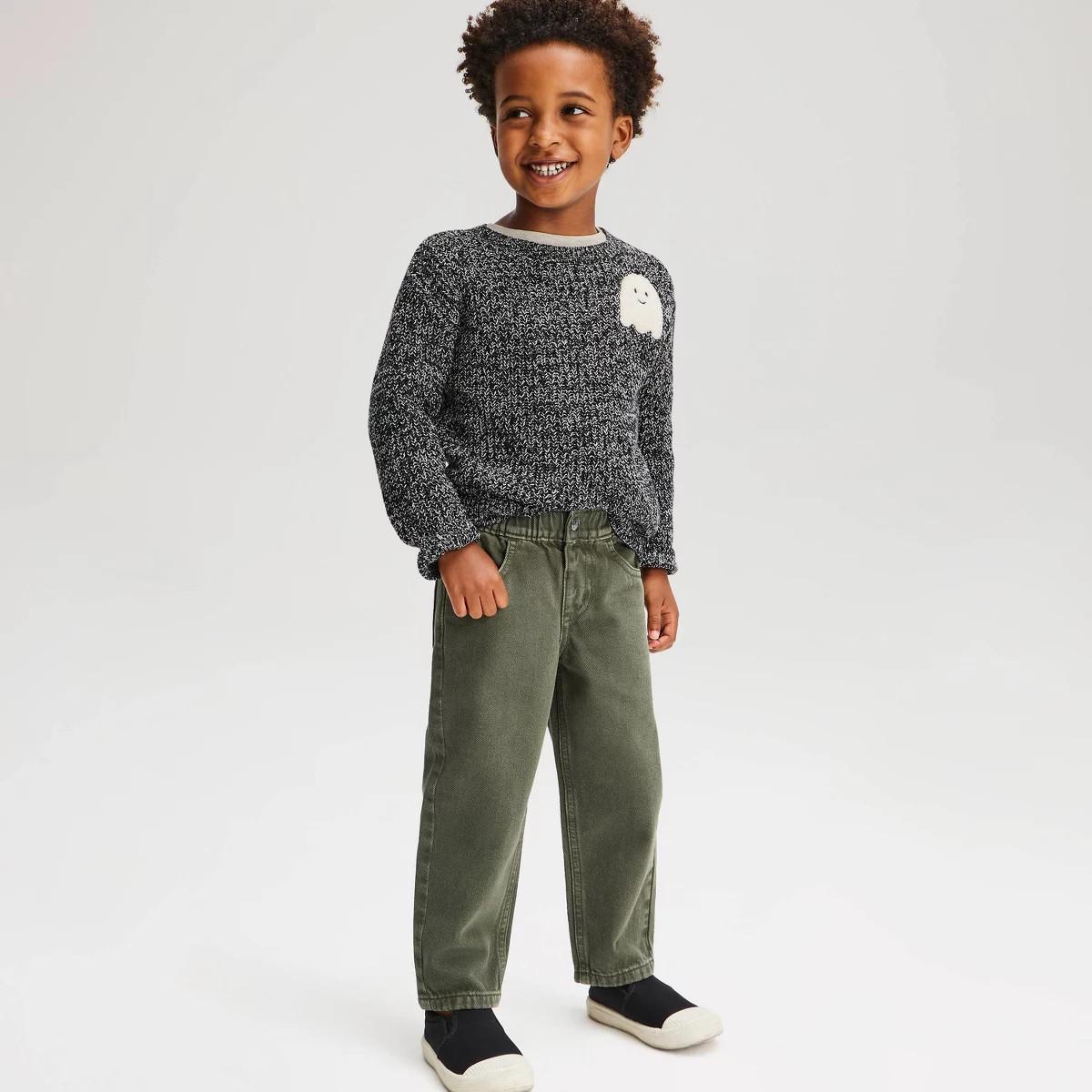 Toddler Boys’ Halloween Marled Ghost Crewneck Sweater - Cat & Jack™ 18M | Target
