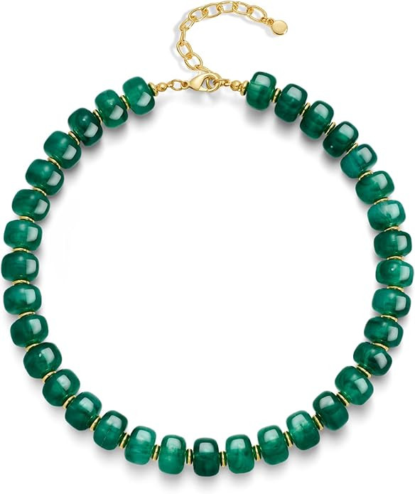 Resin Beads Necklace for Women Chunky Choker Necklaces Boho Colorful Acrylic Beaded Choker Neckla... | Amazon (US)