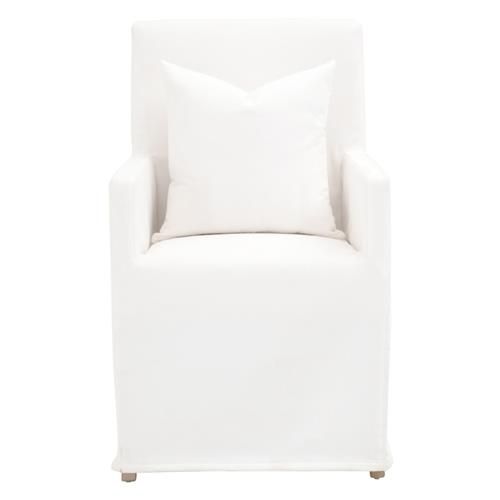 Cassidy Modern White Performance Fabric Slipcovered Dining Arm Chair | Kathy Kuo Home
