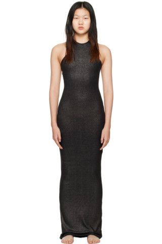 Black Soft Lounge Shimmer Maxi Dress | SSENSE