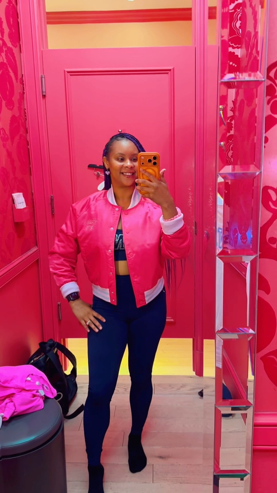 Trying on the PINK | ELLE SATIN VARSITY JACKET.. so cute! I am trying on a size small fits perfect. Elle woods pink jacket. Back to school outfits @victoriassecret

#LTKSaleAlert #LTKActive #LTKfitnessgoals
