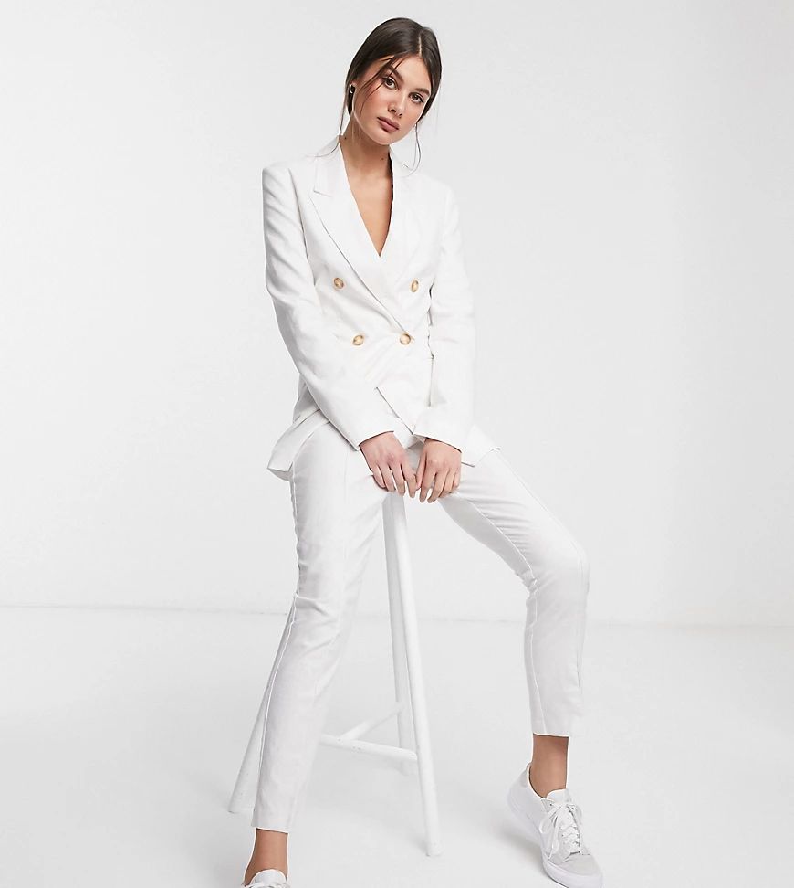 ASOS DESIGN Tall ultimate linen cigarette suit pants-White | ASOS (Global)
