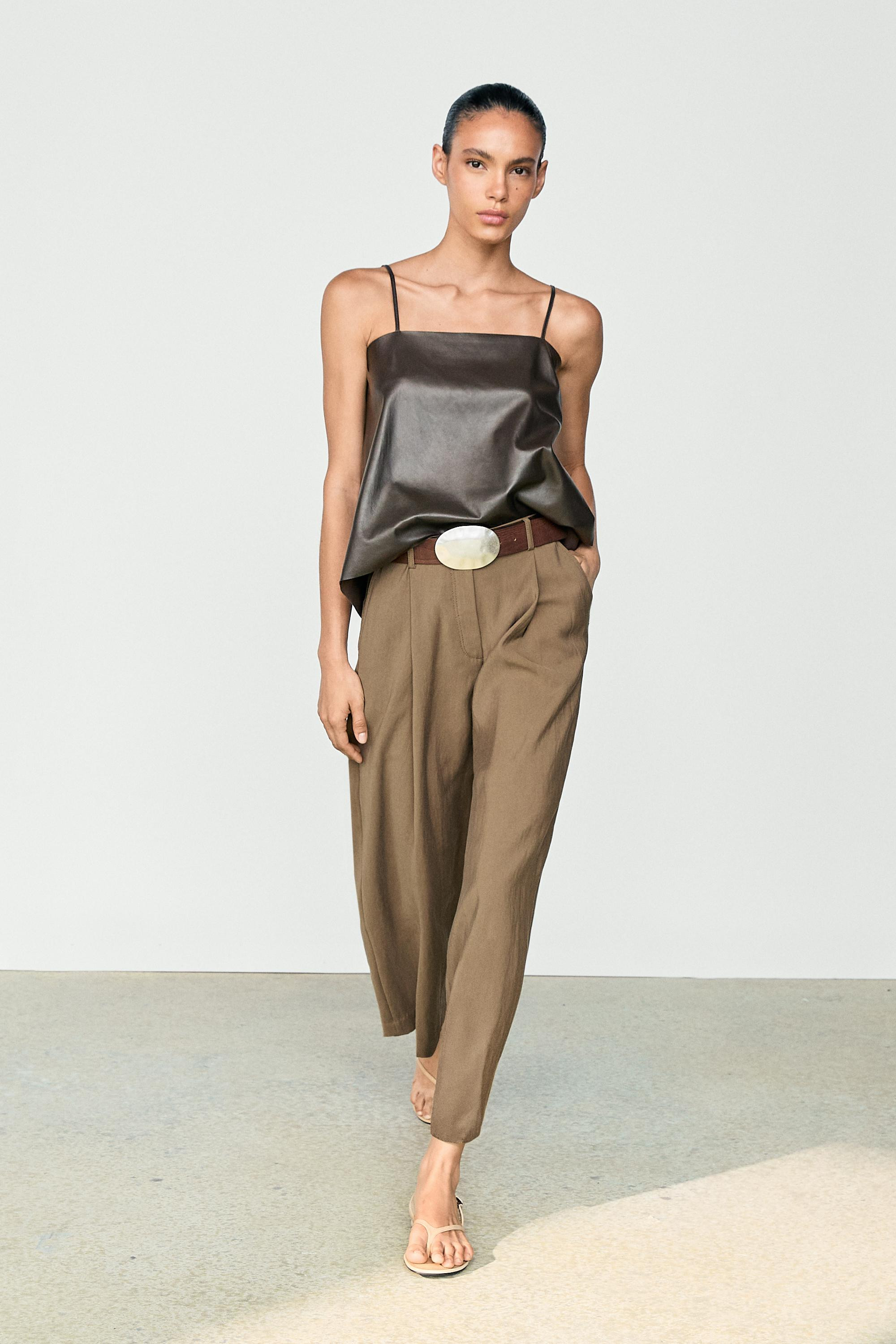 Flowing cropped wide-leg pants | Massimo Dutti US