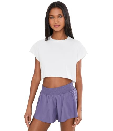 Free People, Women's, Hot Shot Cropped Tee, White, Large | Amazon (US)