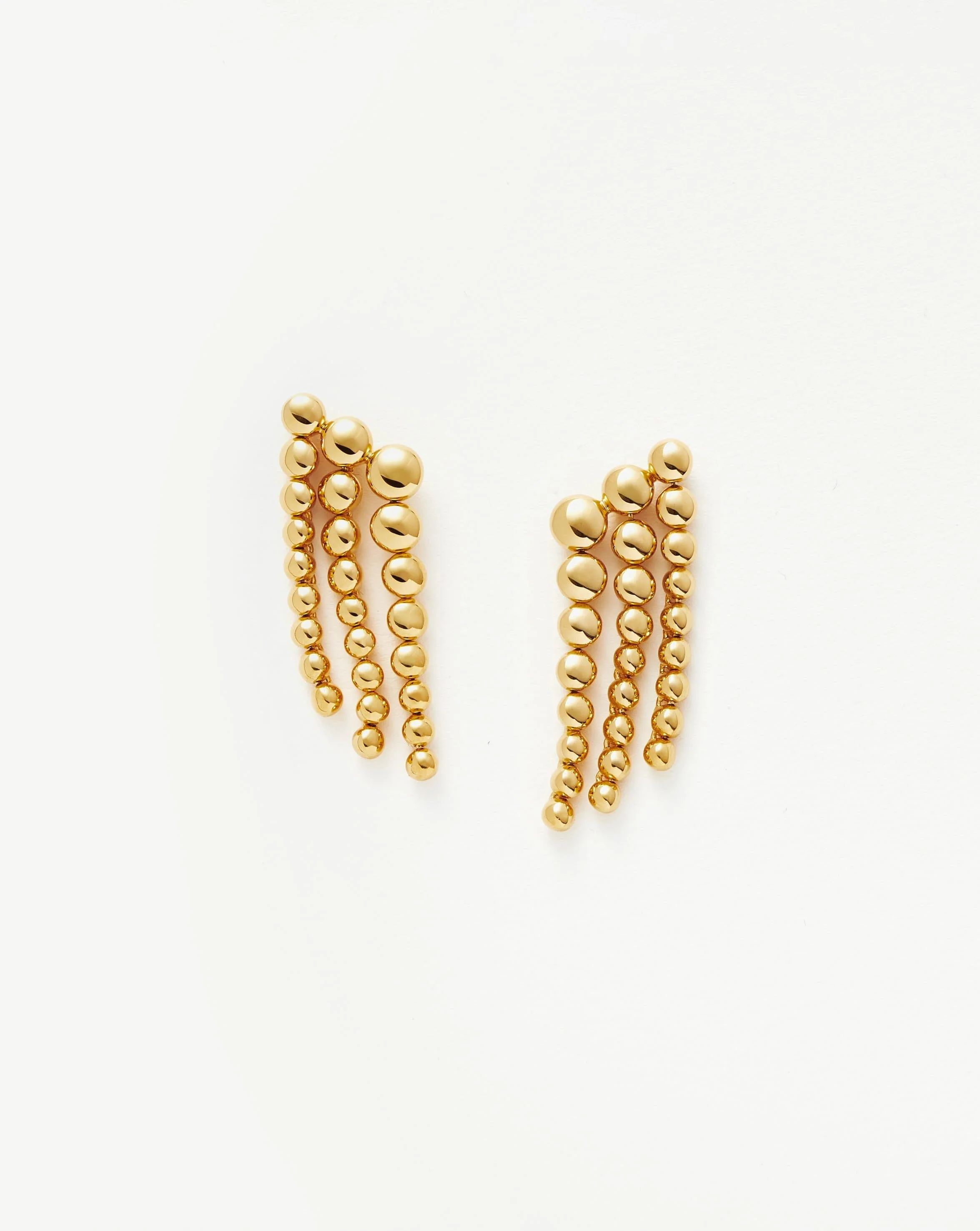 Articulated Beaded Waterfall Stud Earrings | 18ct Gold Plated Vermeil Earrings | Missoma