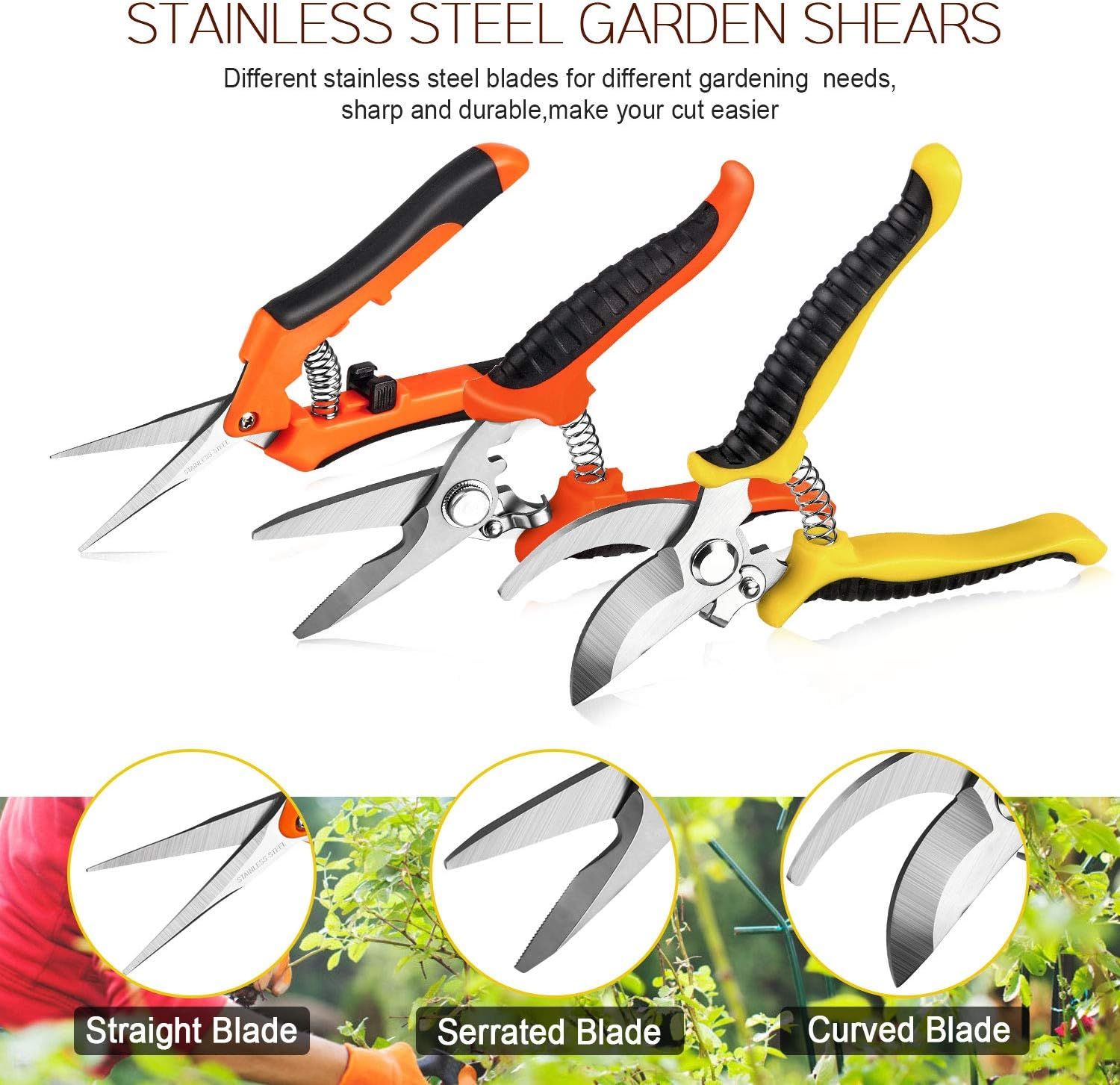3 Pack Garden Pruning Shears Stainless Steel Blades Handheld Pruners Set with Gardening Gloves | Amazon (US)