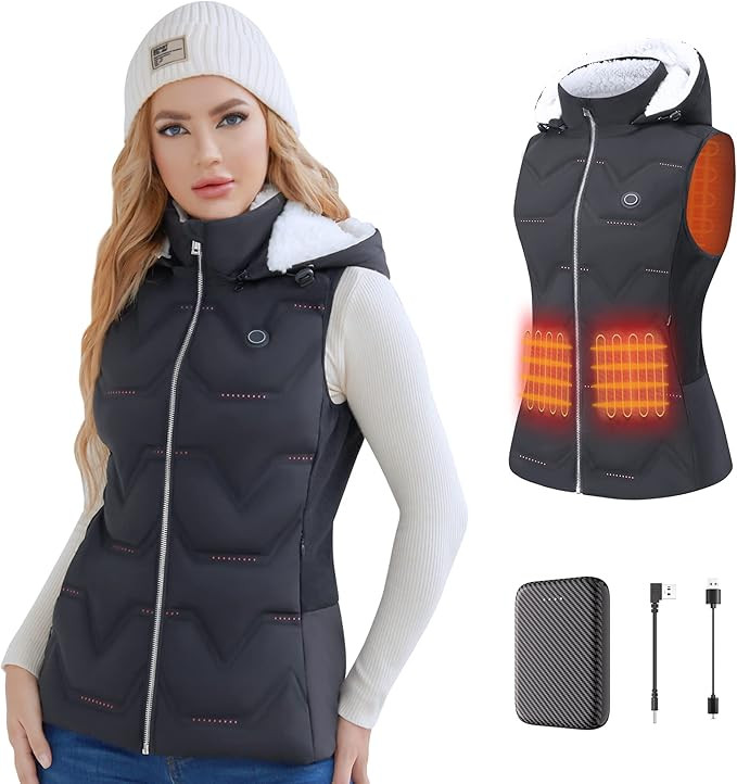 Heated Vest for Women, Electric Heated Vest with Hood and Battery Pack Included | Amazon (US)