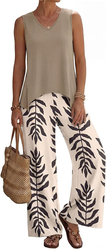 WIHOLL Two Piece Sets for Women Dressy Lounge Sets Summer Outfits Cruise Travel Beach Vacation Ca... | Amazon (US)