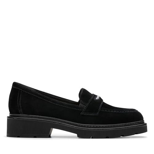 Clarks Collection Women's Lauryl Step Loafer, Black Suede, 9.5 W US | Amazon (US)