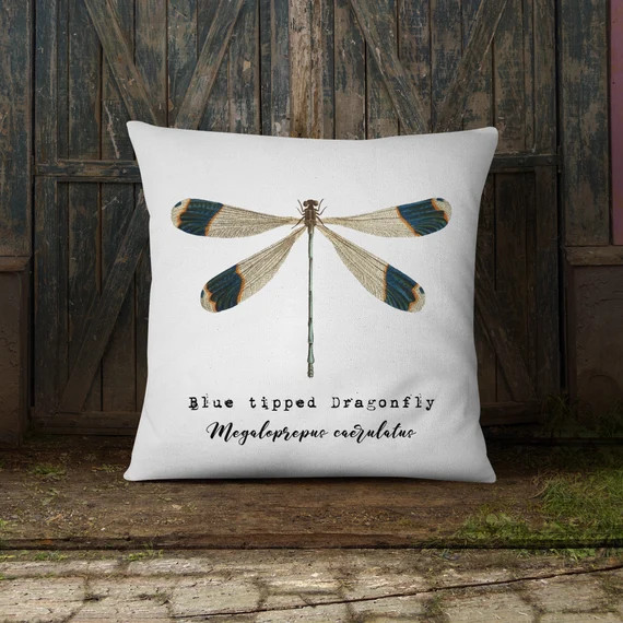 Blue Tipped Drangonfly Pillow Spring Cushion Summer Pillow | Etsy | Etsy (DACH)