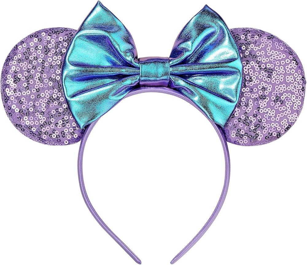 Mouse Ears Bow Headbands, Sequin Minnie Ears Headband Glitter Party Princess Decoration Cosplay C... | Amazon (US)