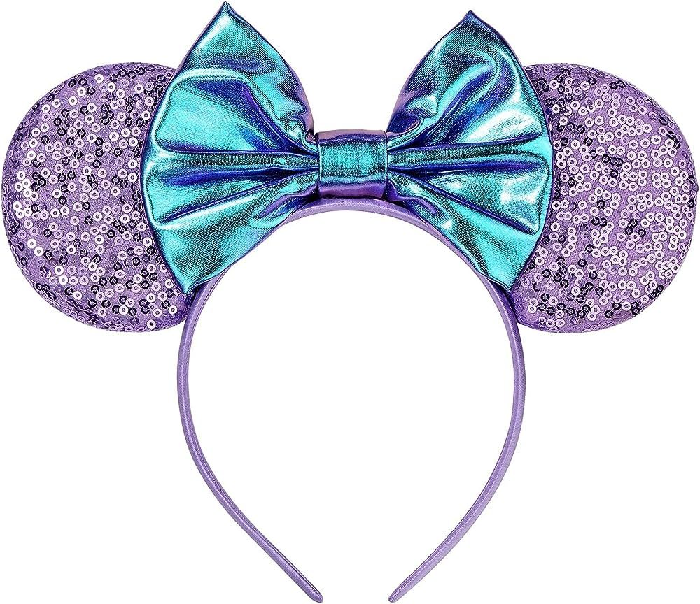 Mouse Ears Bow Headbands, Sequin Minnie Ears Headband Glitter Party Princess Decoration Cosplay C... | Amazon (US)