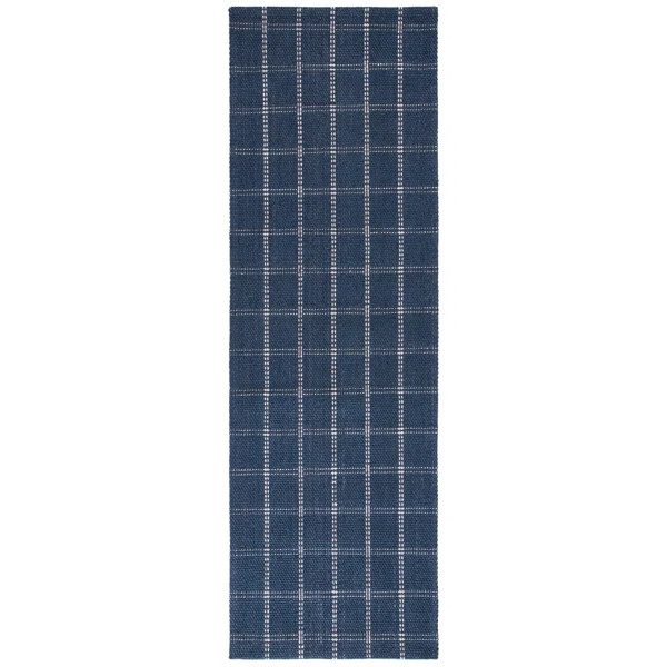 Tamworth Plaid Handwoven Wool/Viscose Navy Area Rug | Wayfair Professional