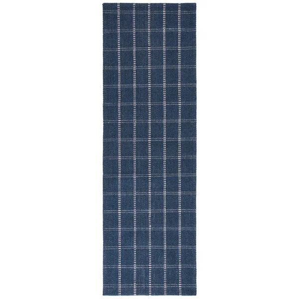 Tamworth Plaid Handwoven Wool/Viscose Navy Area Rug | Wayfair Professional