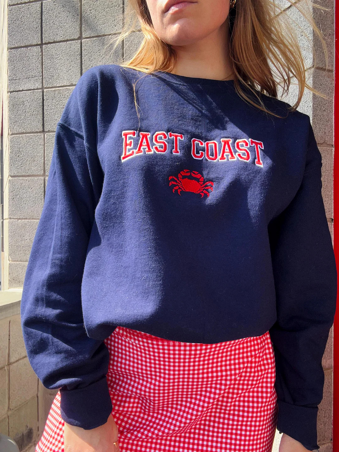 Embroidered East Coast Fisherman Core Sweatshirt - East Coast Style, Embroidered Crab Sweatshirt,... | Etsy (US)
