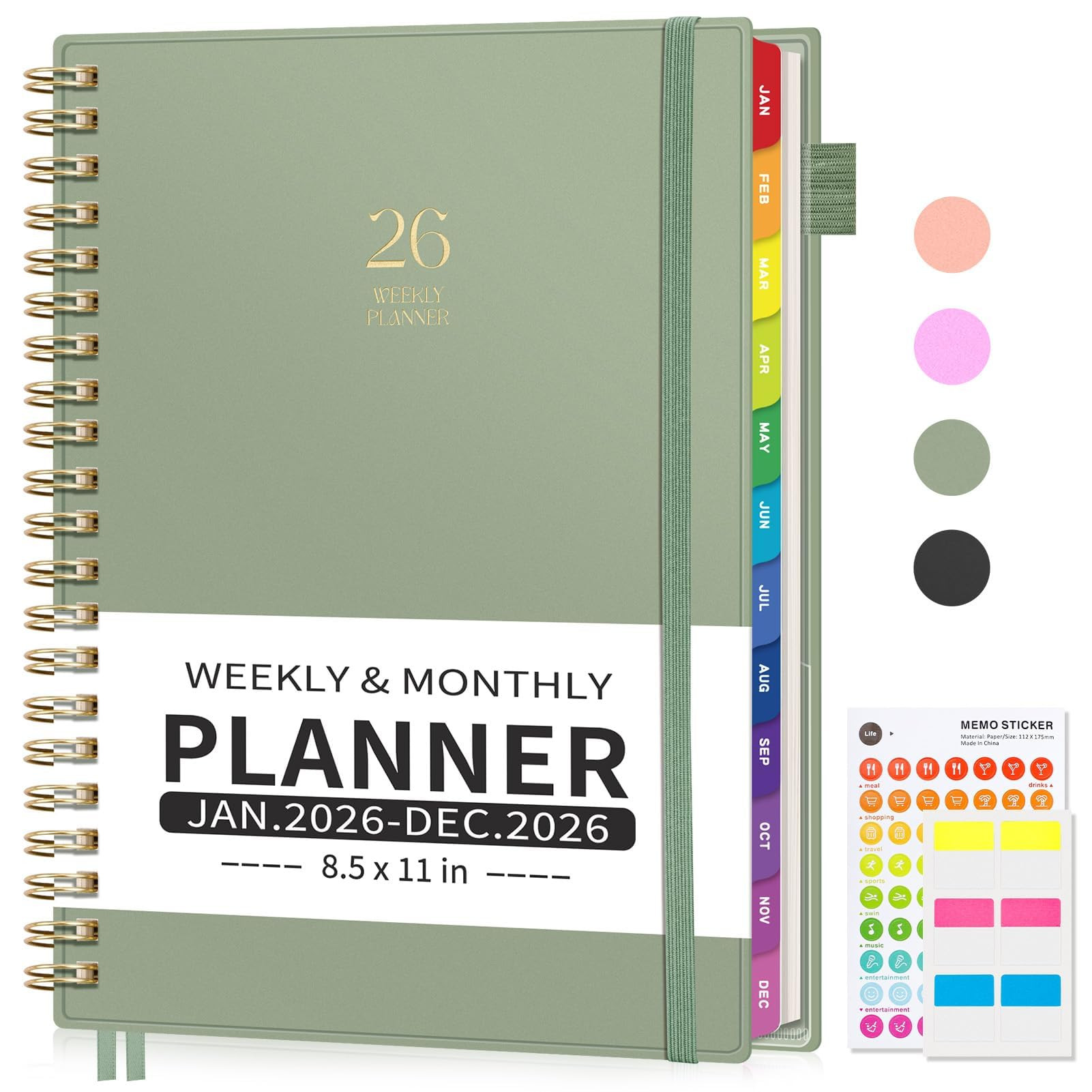 EMSHOI 2026 Planner Weekly and Monthly, Large A4 8.5x11, Jan-Dec 2026 Calendar Agenda with Monthl... | Amazon (US)