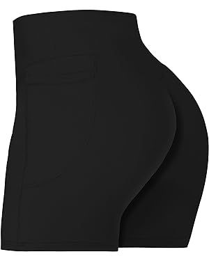 Sunzel No Front Seam Biker Shorts for Women with Pockets, Yoga Workout Gym Bike Shorts with Tummy... | Amazon (US)