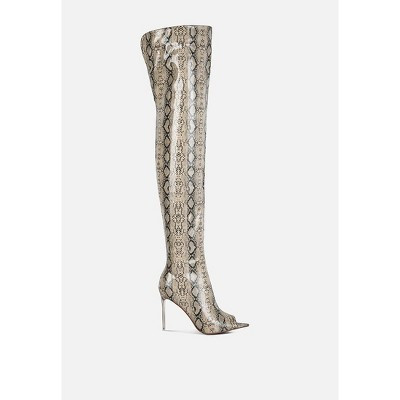 London Rag Womens High Drama Snake Print Stiletto Long Boots 10 | Target