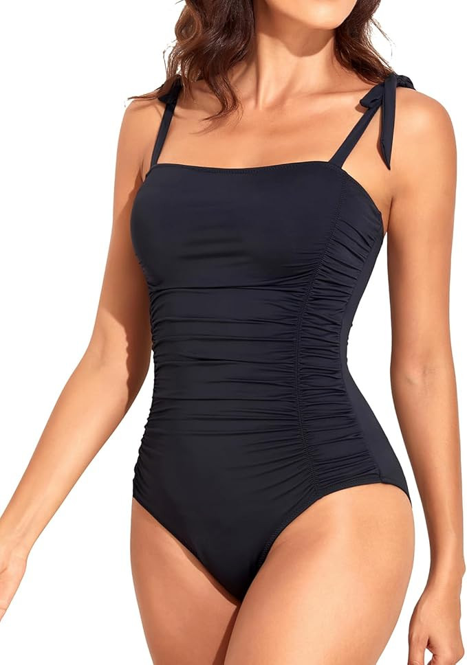 Tempt Me Women Tummy Control One Piece Swimsuits Ruched Slimming Bathing Suits Vintage Swimwear | Amazon (US)