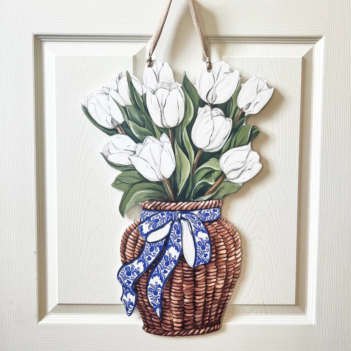 White Tulips Door Hanger | Home Malone