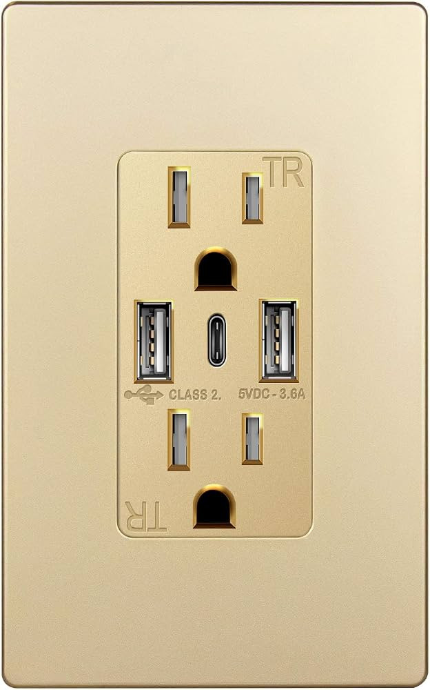 TOPGREENER 4.2A 3-Port Type C USB Outlet, 15 Amp Receptacle Plug, Charging Power Outlet with Dual... | Amazon (US)