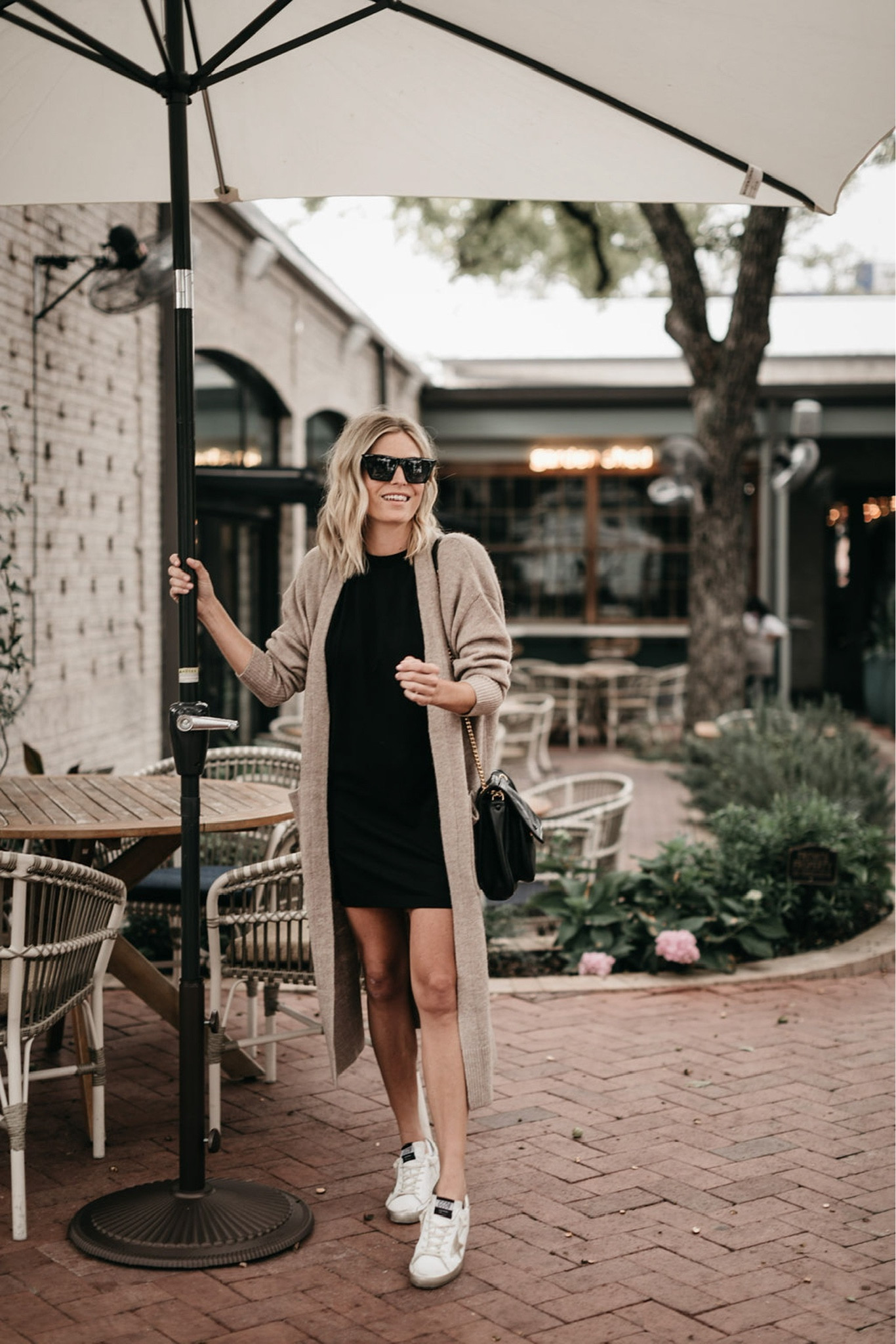 T-shirt dress and cardigan 